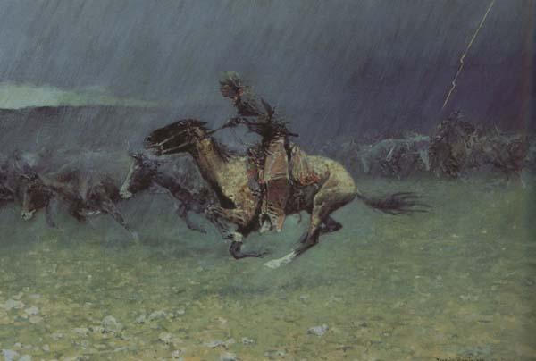 Frederic Remington The Stampede by Lightning (mk43) Sweden oil painting art